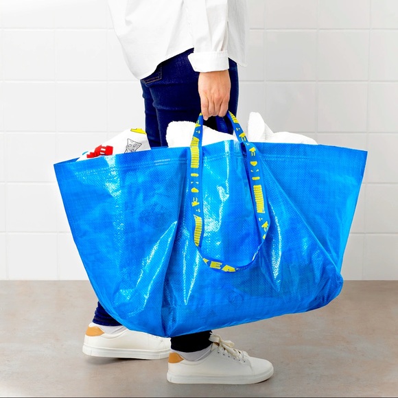 IKEA, Bags, Ikea Frakta 5 Large Blue Reusable Shopping Bag Laundry 9 Gal Tote  Bag